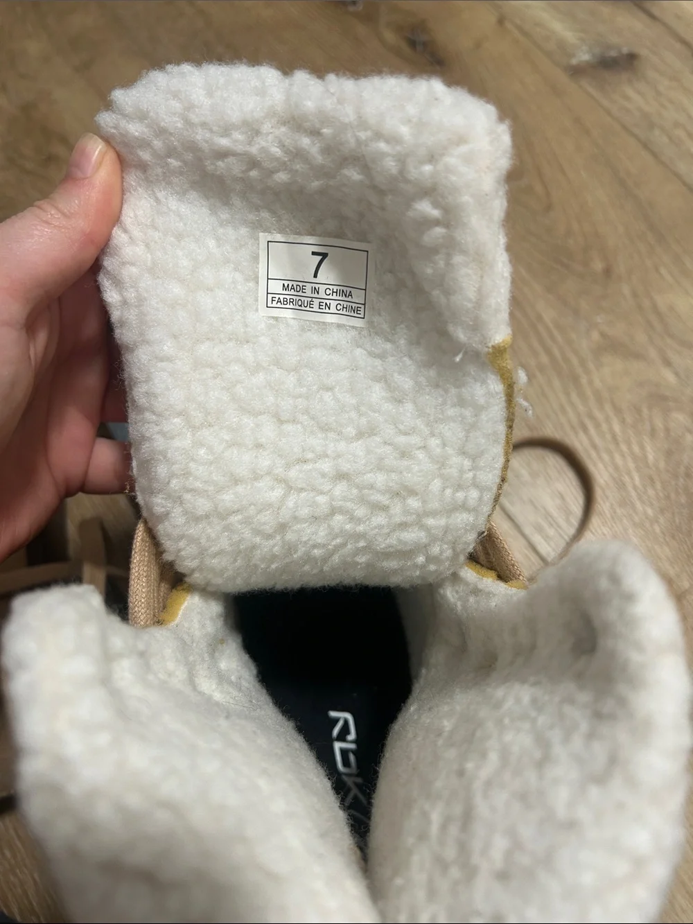 Reebok Women's Tan Suede Ice Skates with wool lining.